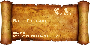 Mahr Mariann névjegykártya